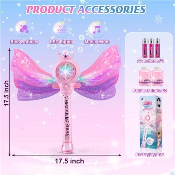 LED Light & Music Bubble Machine: 3 AA Batteries & 2 Bubble Solutions, - Picture 7 of 8